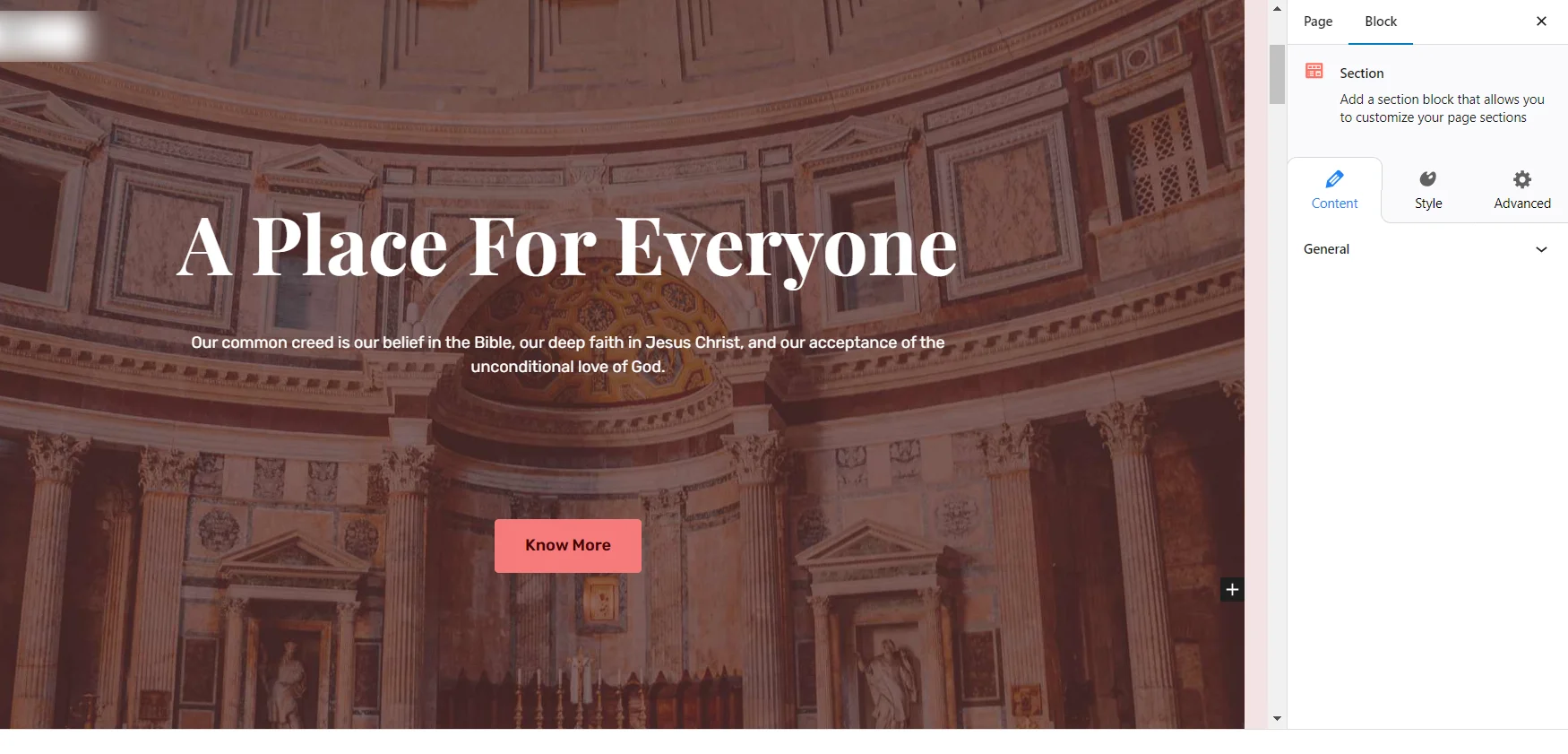 Visiting website customization page