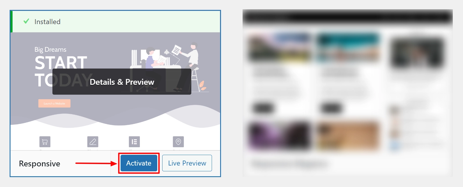 Activate Responsive theme