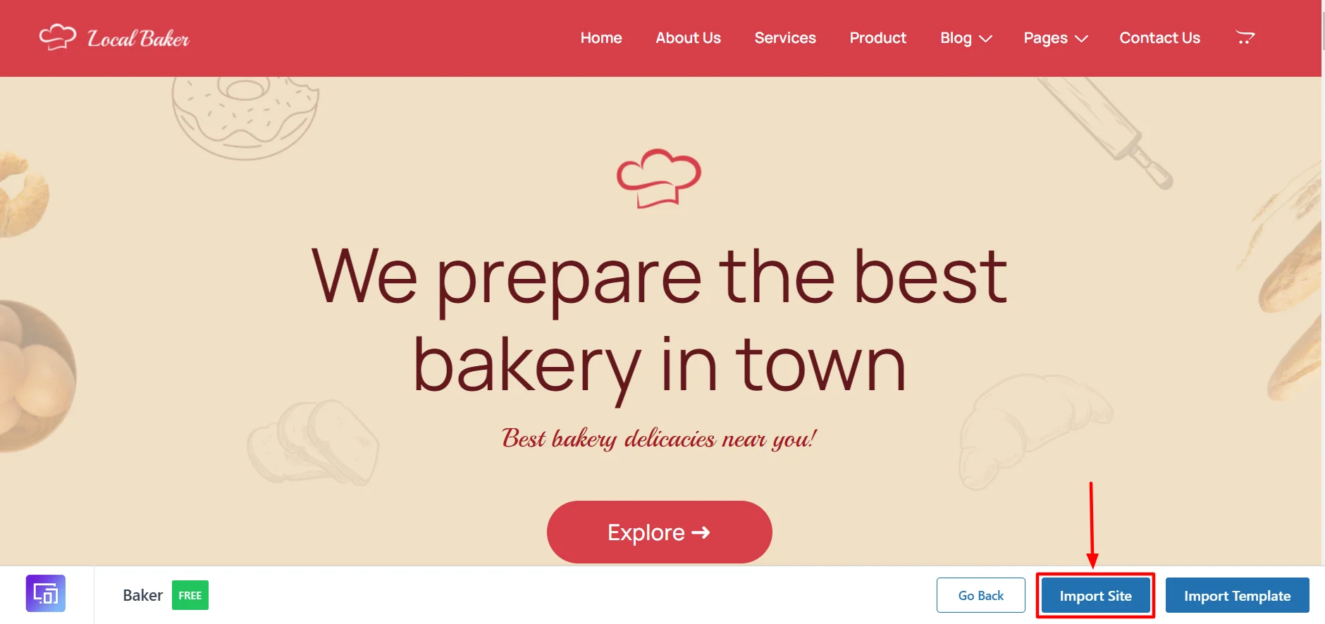 Click on Import Site button