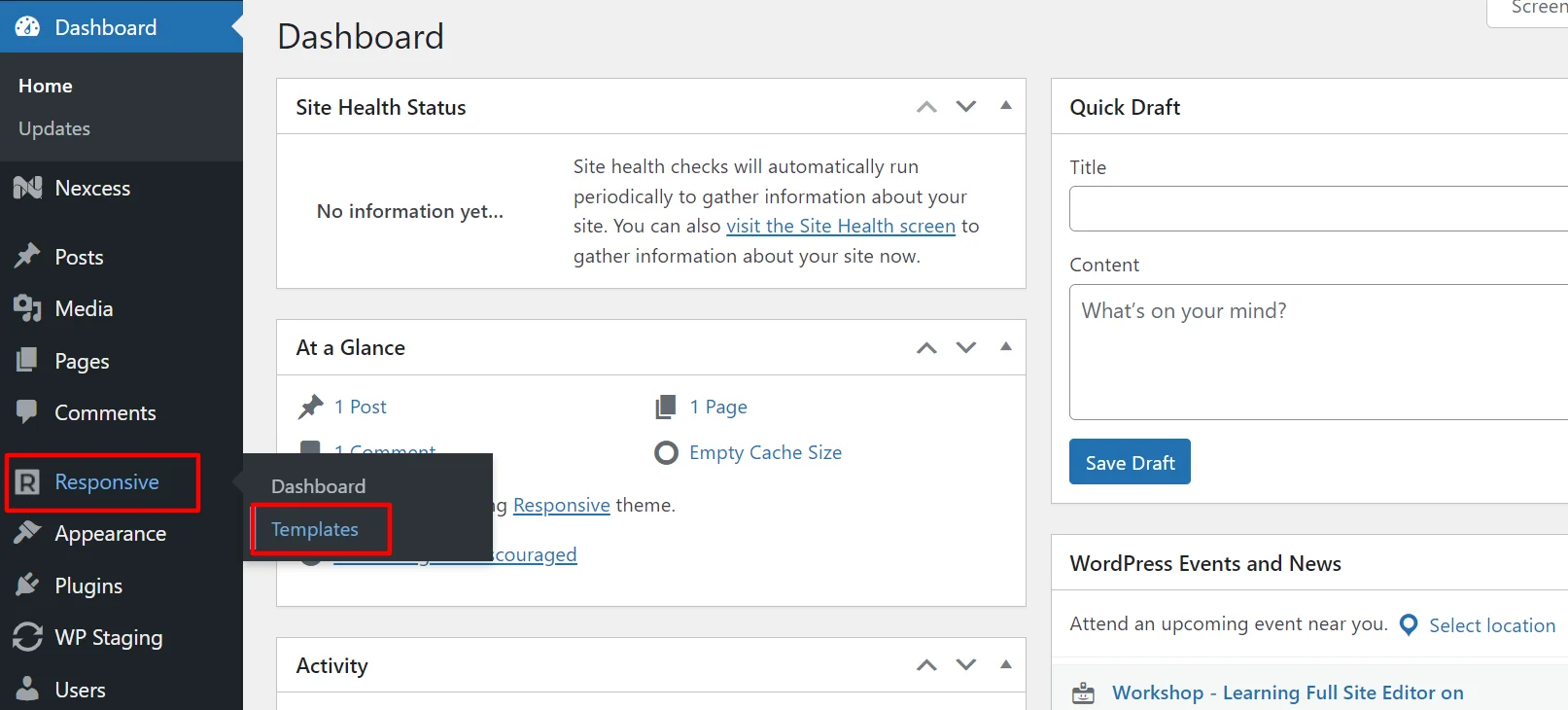 Responsive > Templates