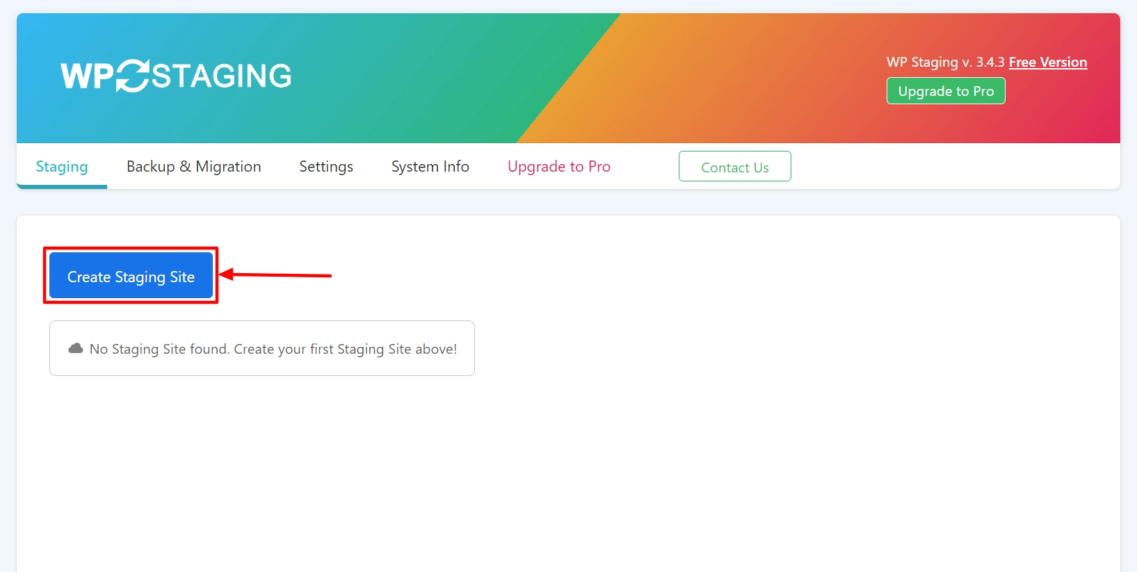 Create Staging Site