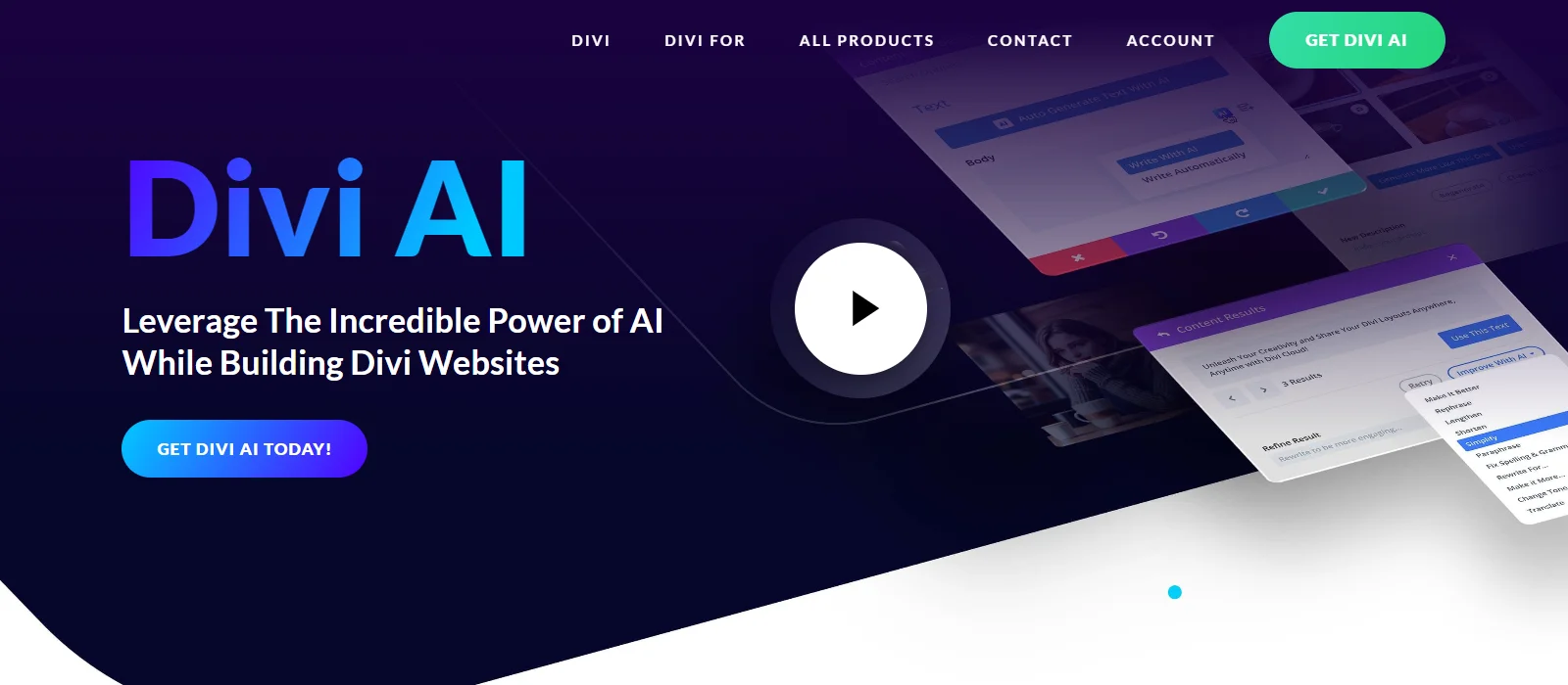 Divi AI website creator