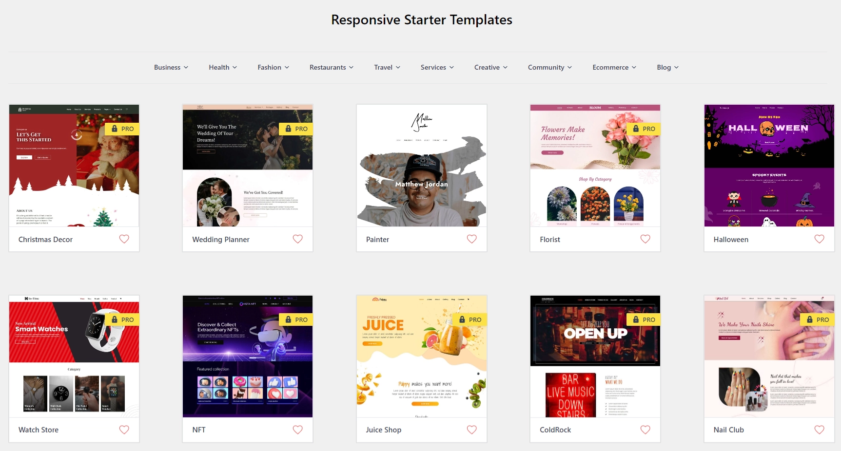 Library of over 150 Starter Templates