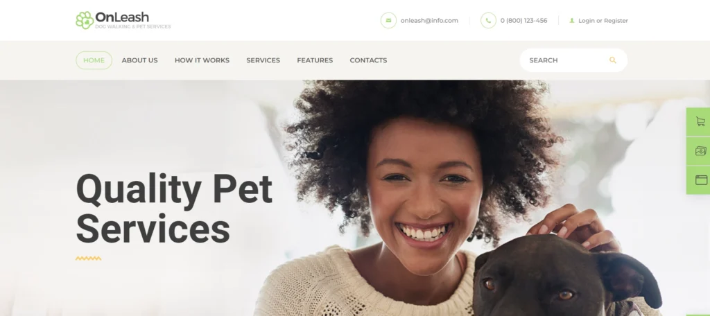 OnLeash Dog Walking & Pet Services Veterinary WordPress Theme