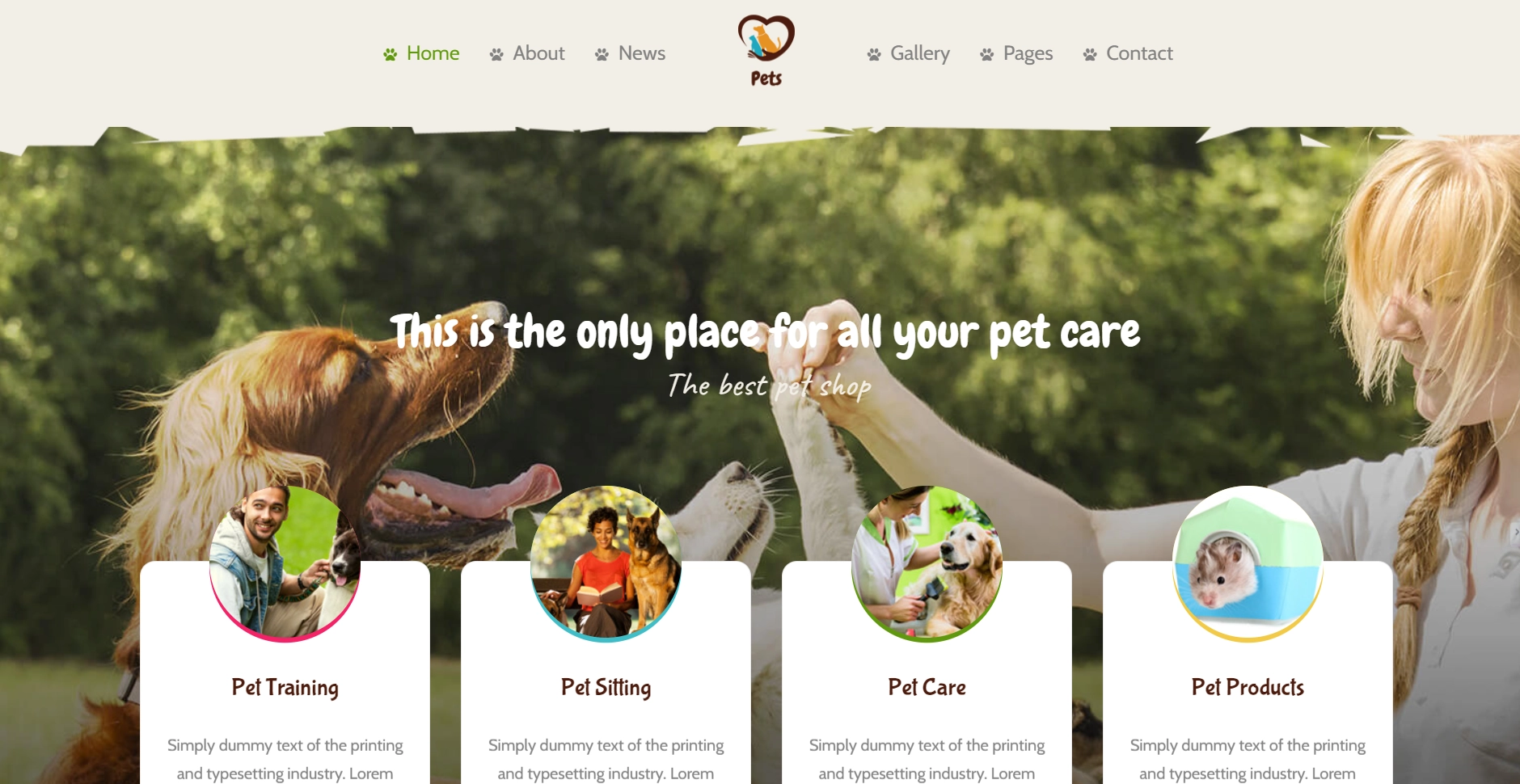 Pet World - Dog Care & Pet Shop WordPress Theme

