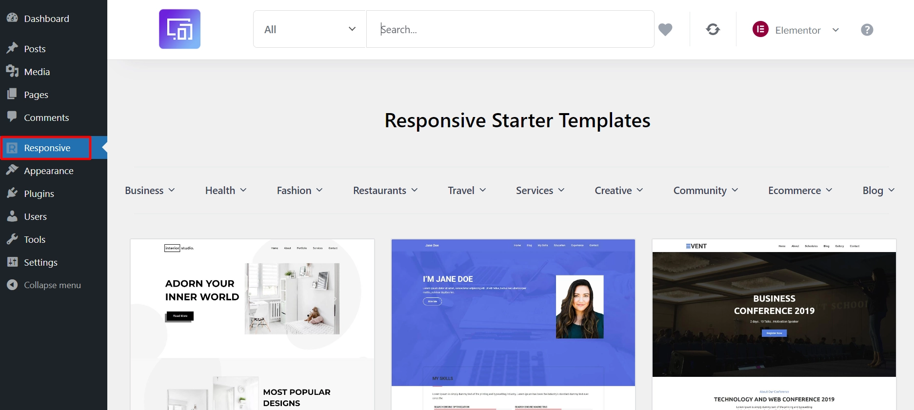 Click on Responsive menu
