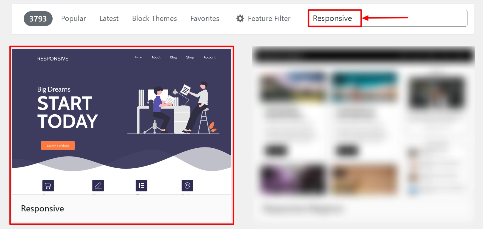 Searching for Responsive theme