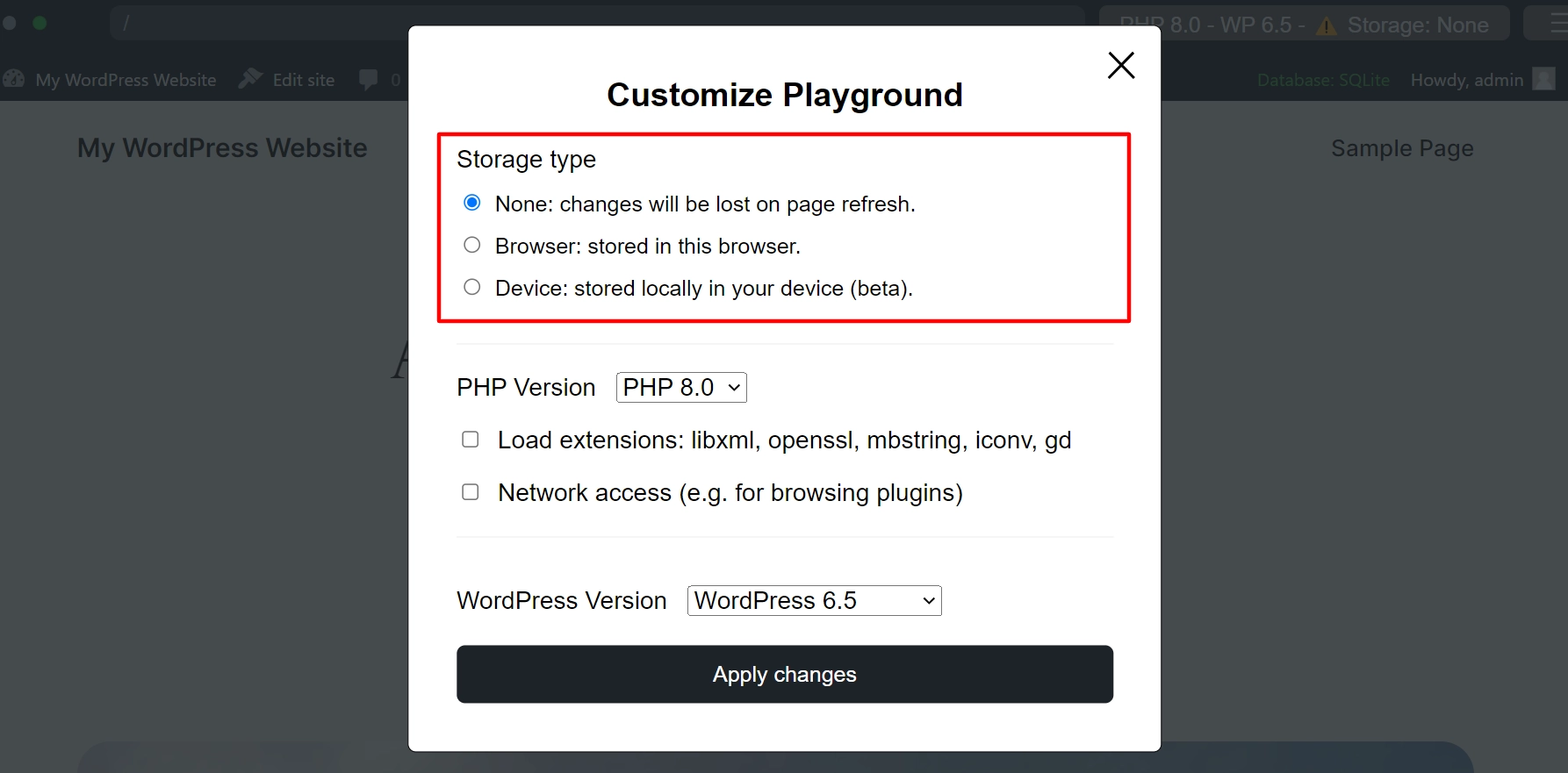 Select Storage Type