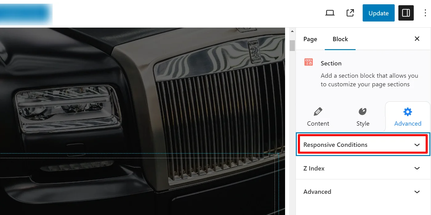 Clicking responsive conditions