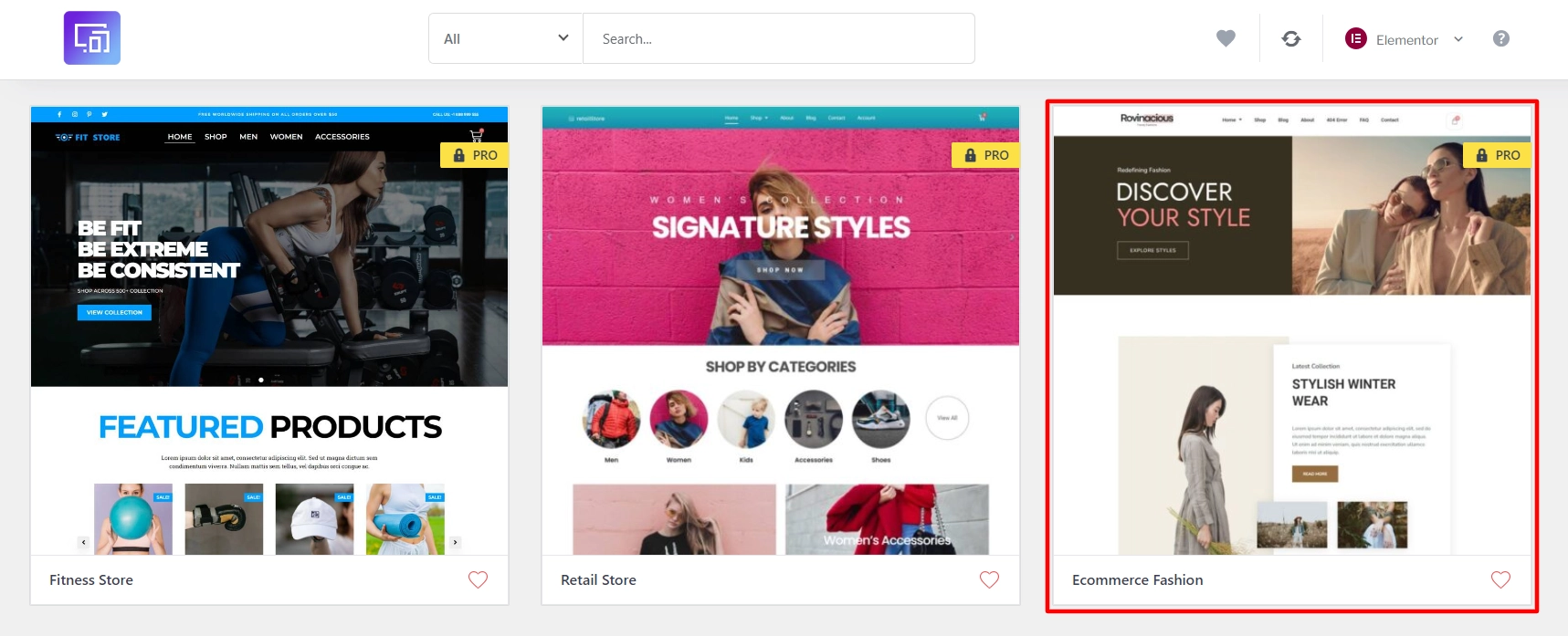 Import Ecommerce fashion template