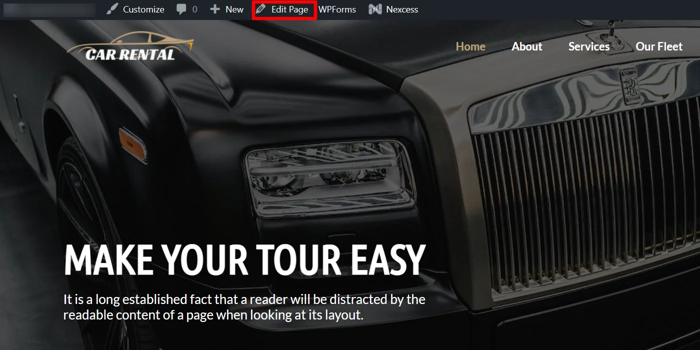 Clicking edit page