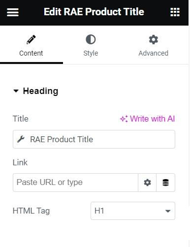 Editing RAE Product Title Content Tab