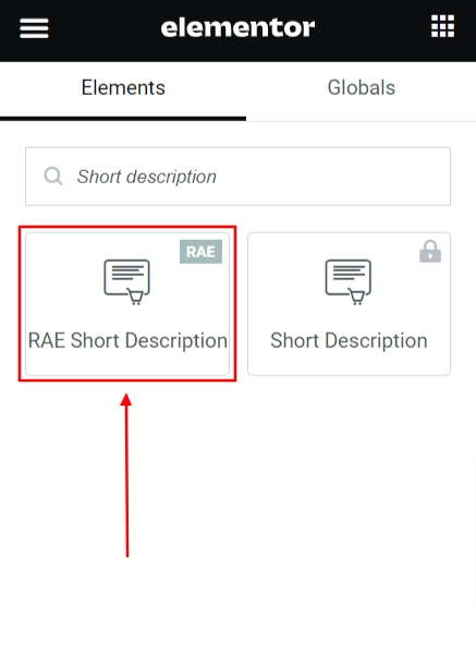Dragging and dropping RAE Short Description widget