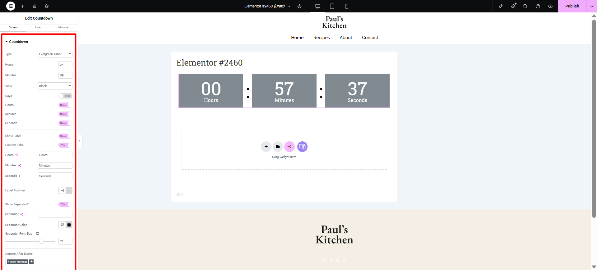 Customize countdown