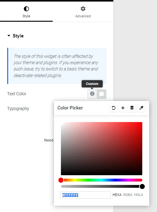 Editing text color