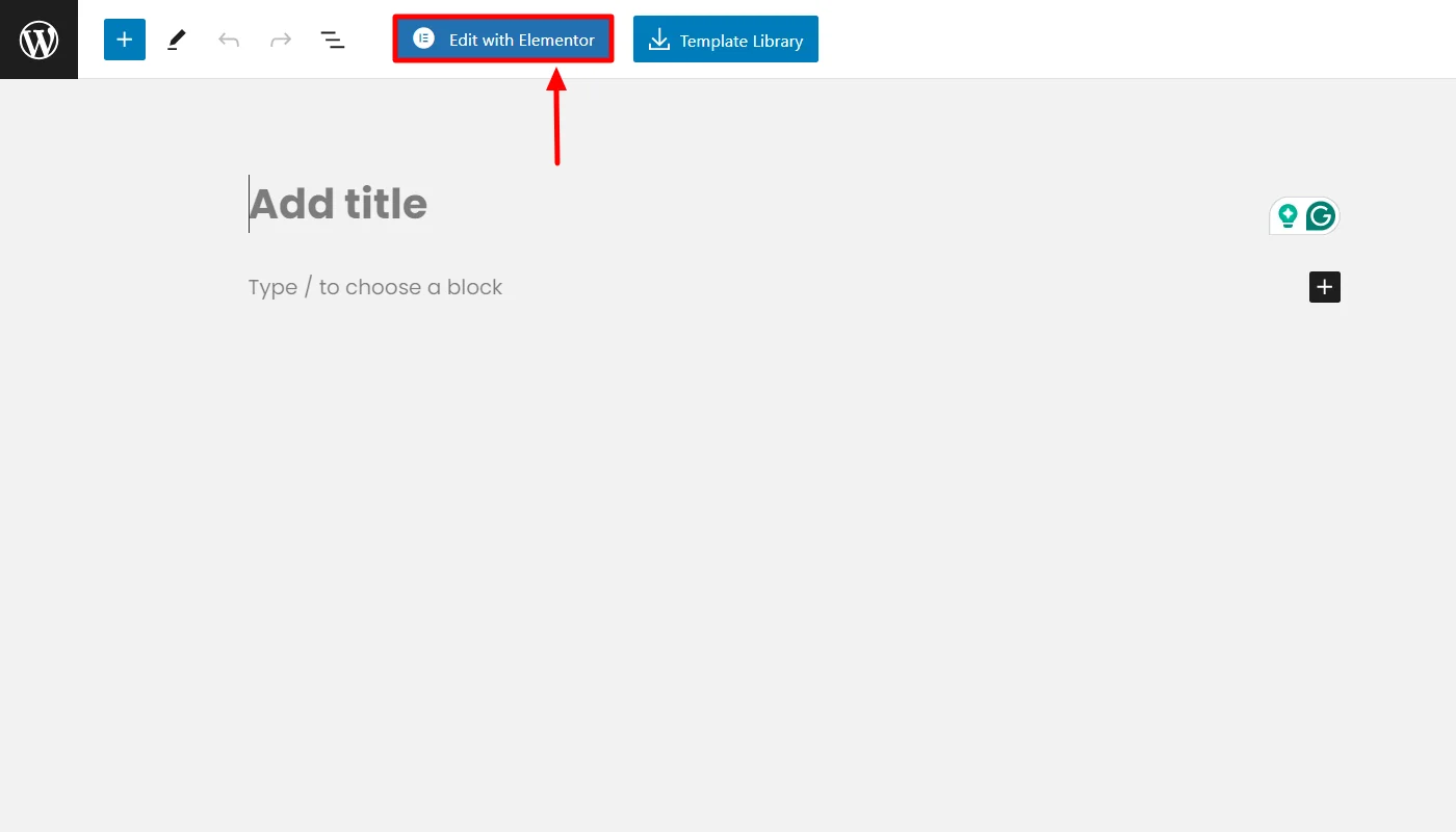 Clicking edit with Elementor