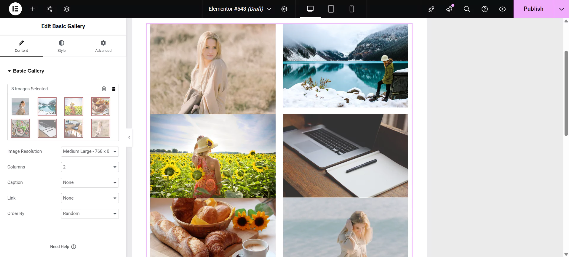 Uploading images and editing content