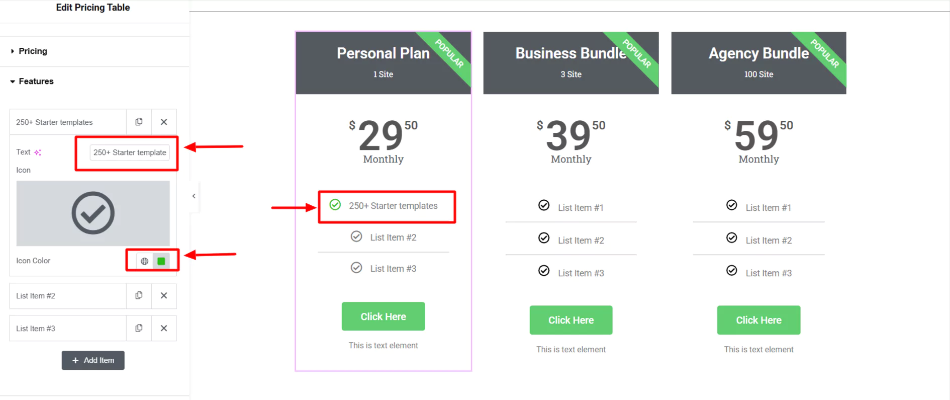 Customize features