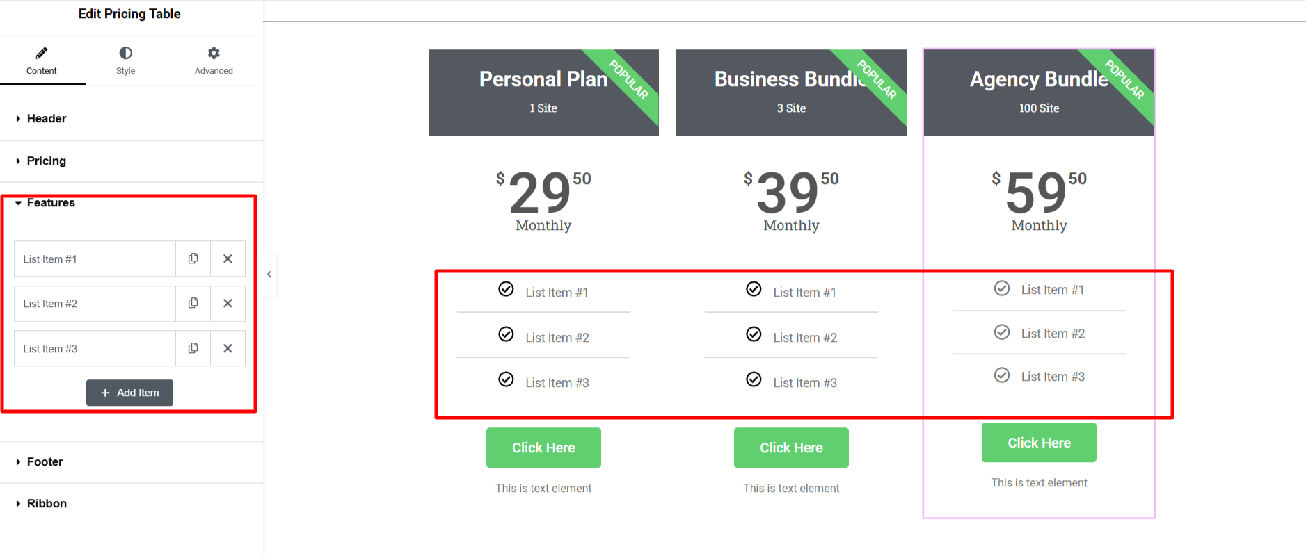 Feature section
