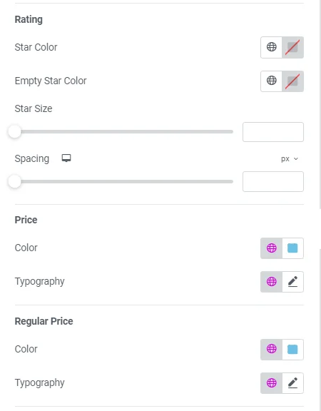 Editing upsells rating, price and regular price