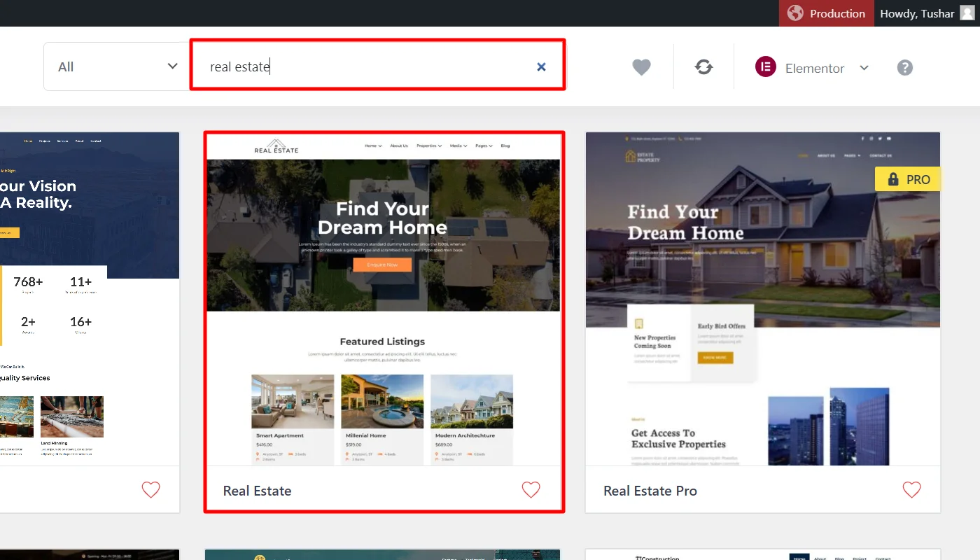 Search real estate  template