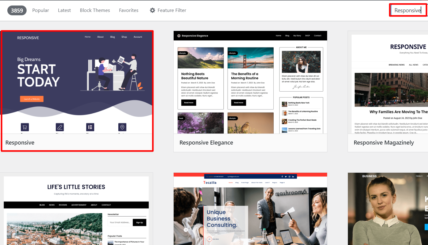 Search responsive