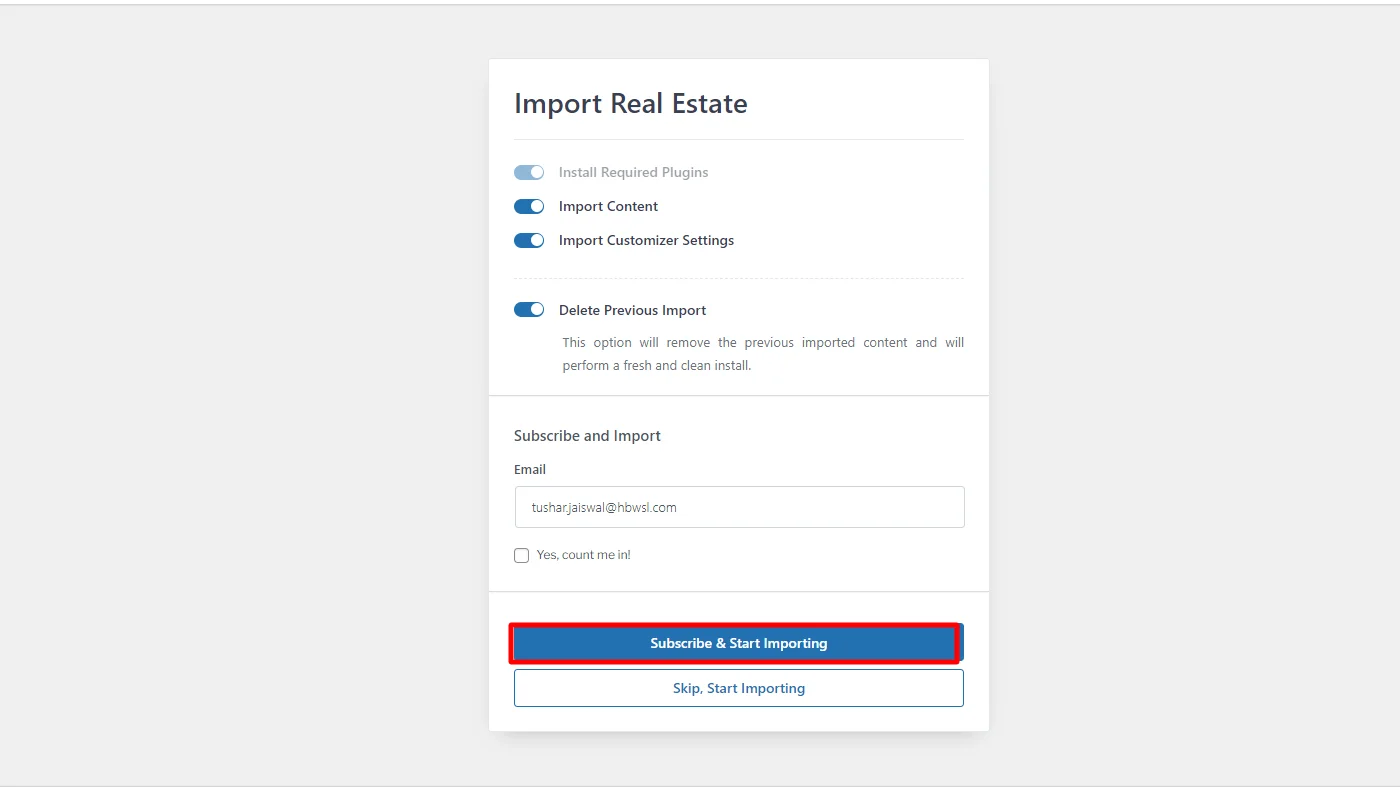 Start importing