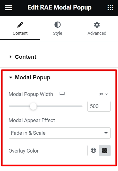 Modal popup