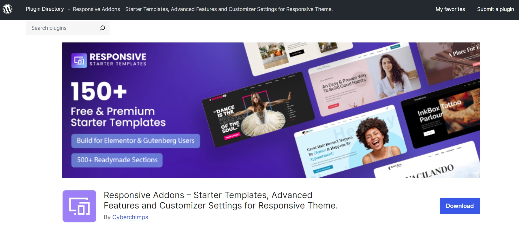 Responsive Addons for Elementor templates