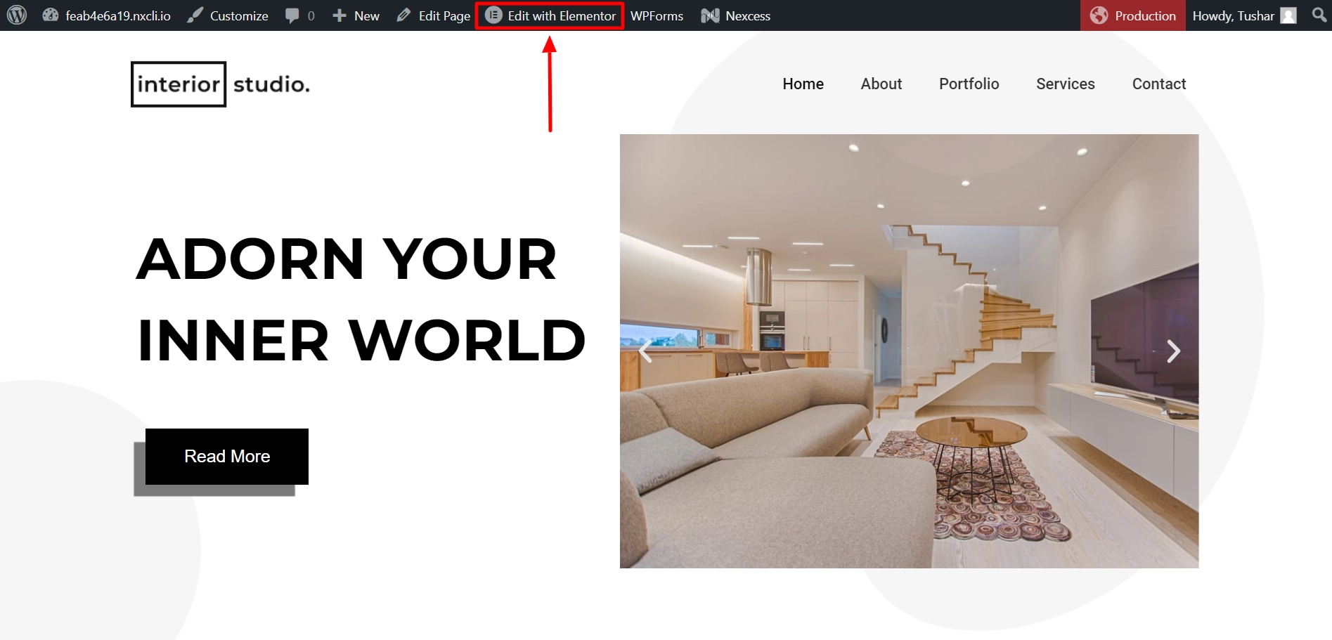 Click on Edit with Elementor