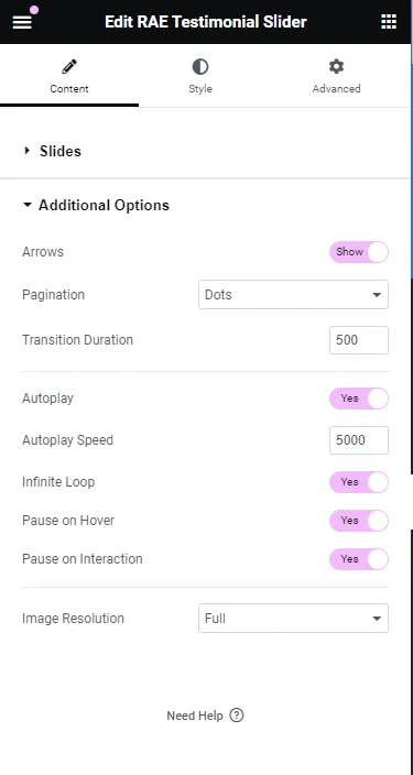 Customizing additional options