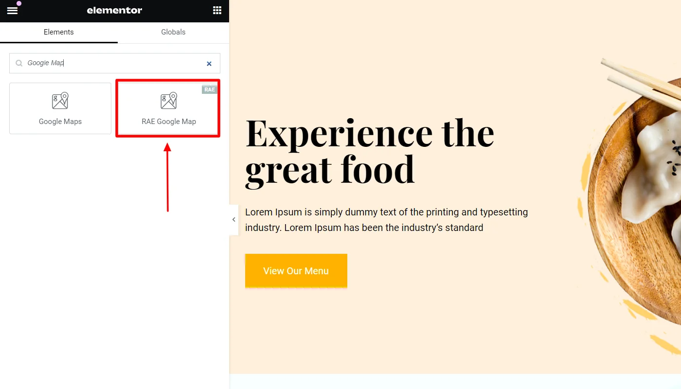 Searching Google Map widget