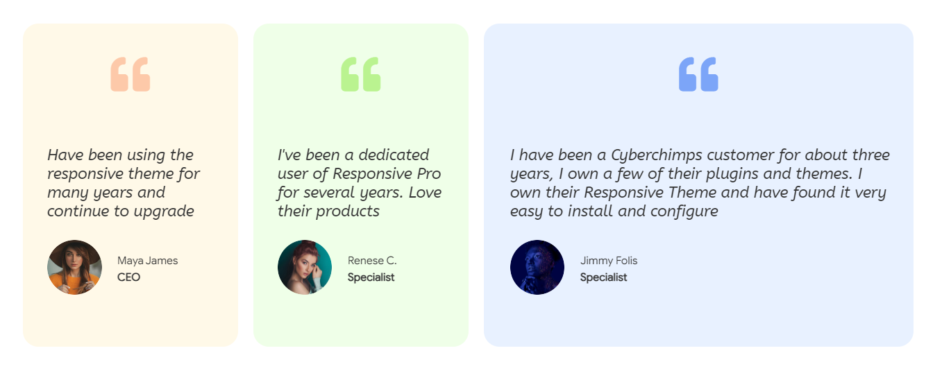 Sample testimonial slider widget