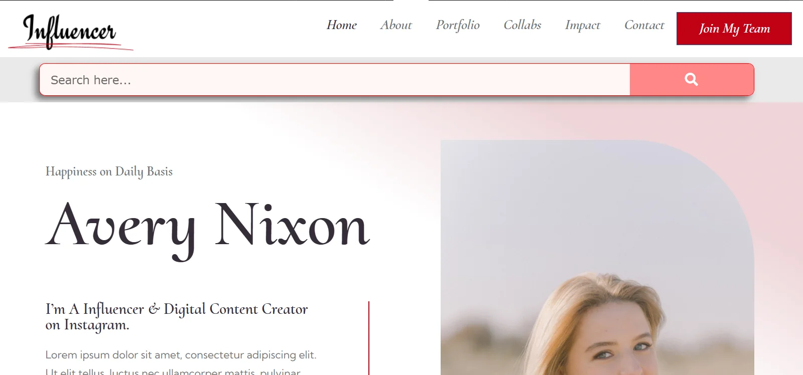 Final appearance of search bar