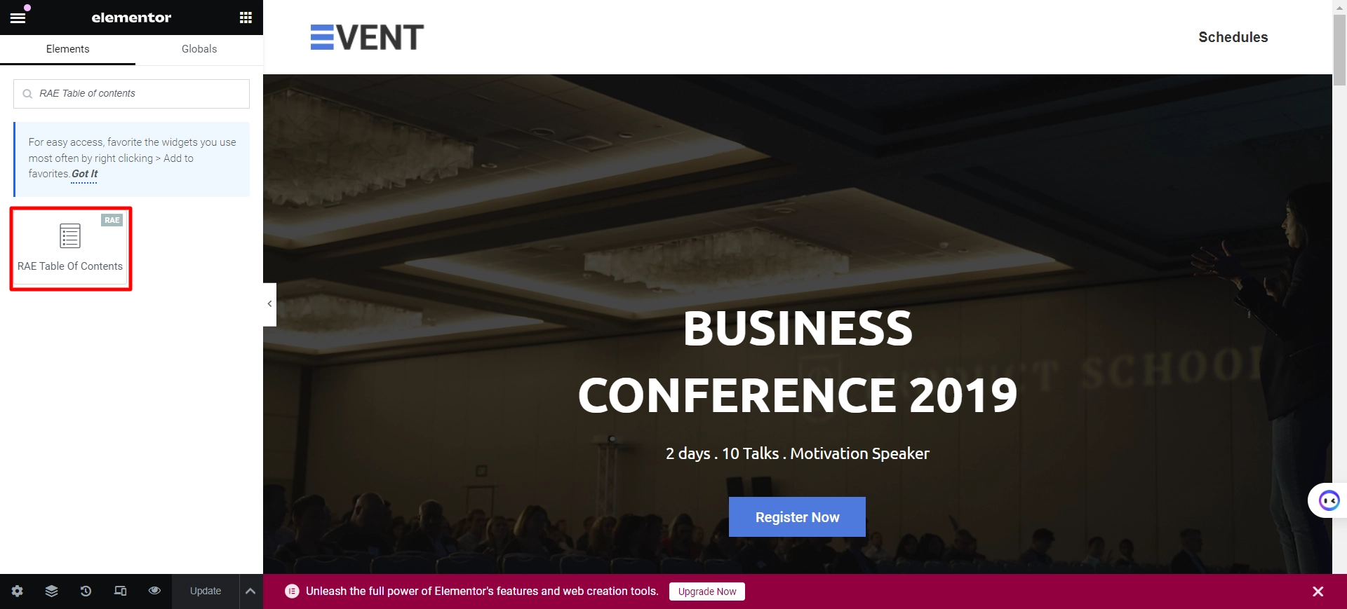search  Responsive Addons for Elementor table of contents