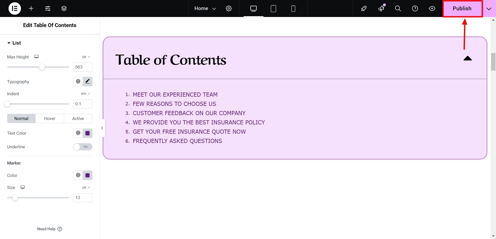Click on publish