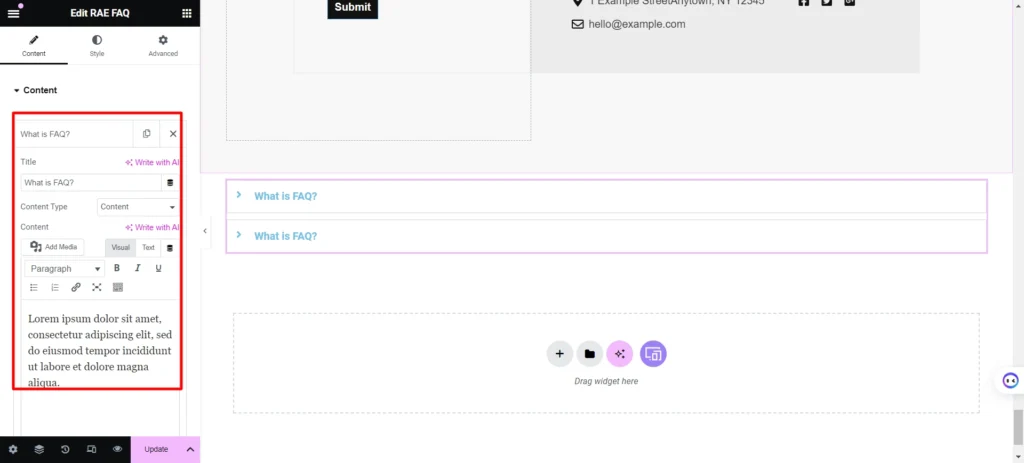 customizing faq contnet