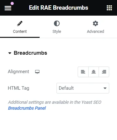 Customizing The Breadcrumbs Widget