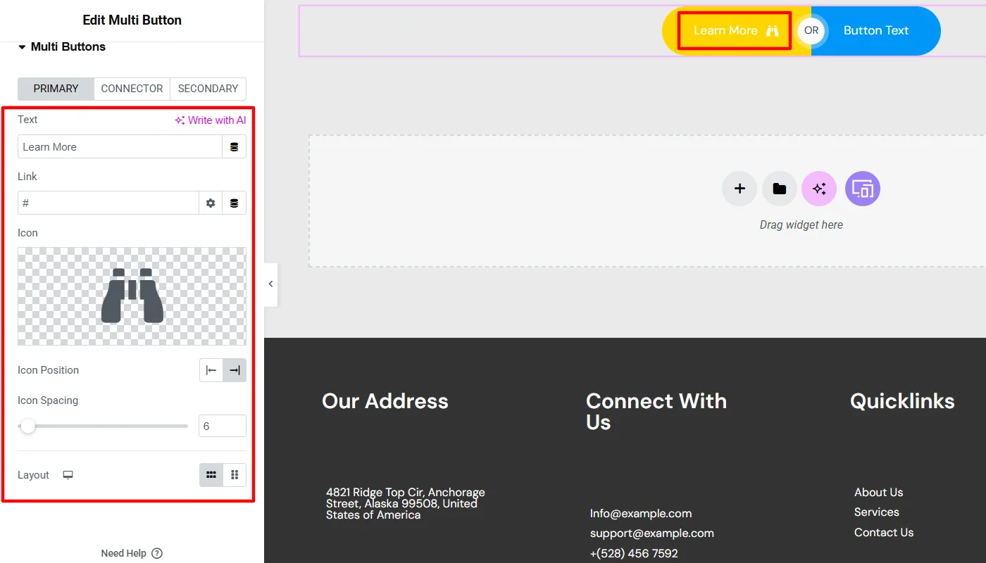 Primary button content customizations