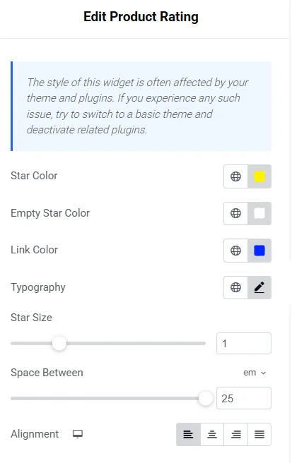 Product rating styling