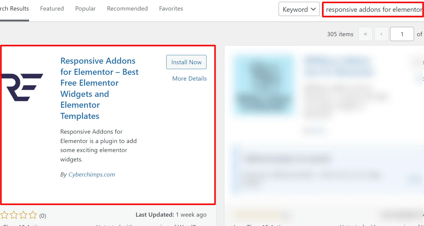 installing responsive addons for elementor plugin