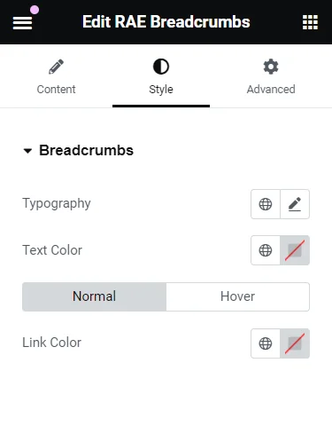 style breadcrumbs