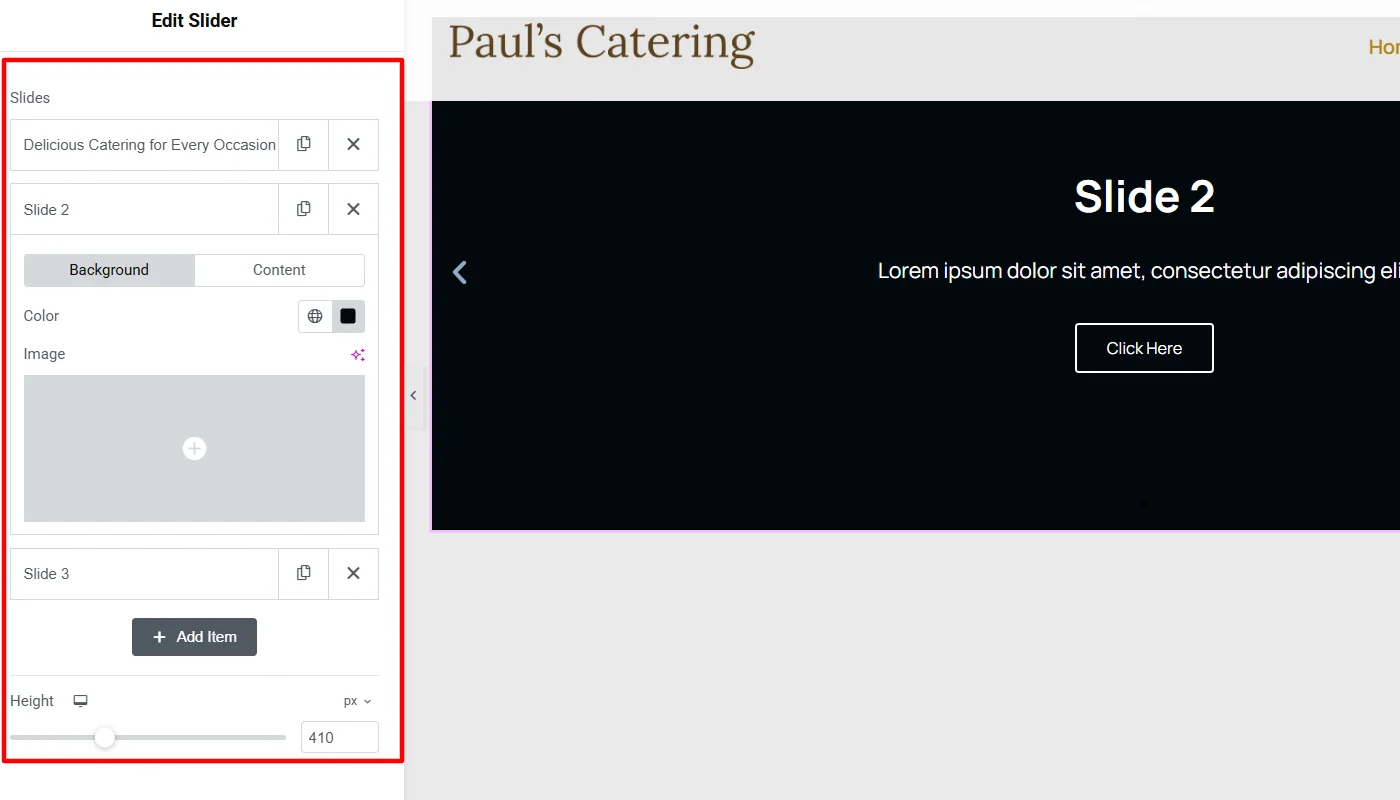 Adding background to slider