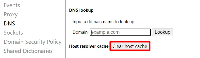 Clearing host cache