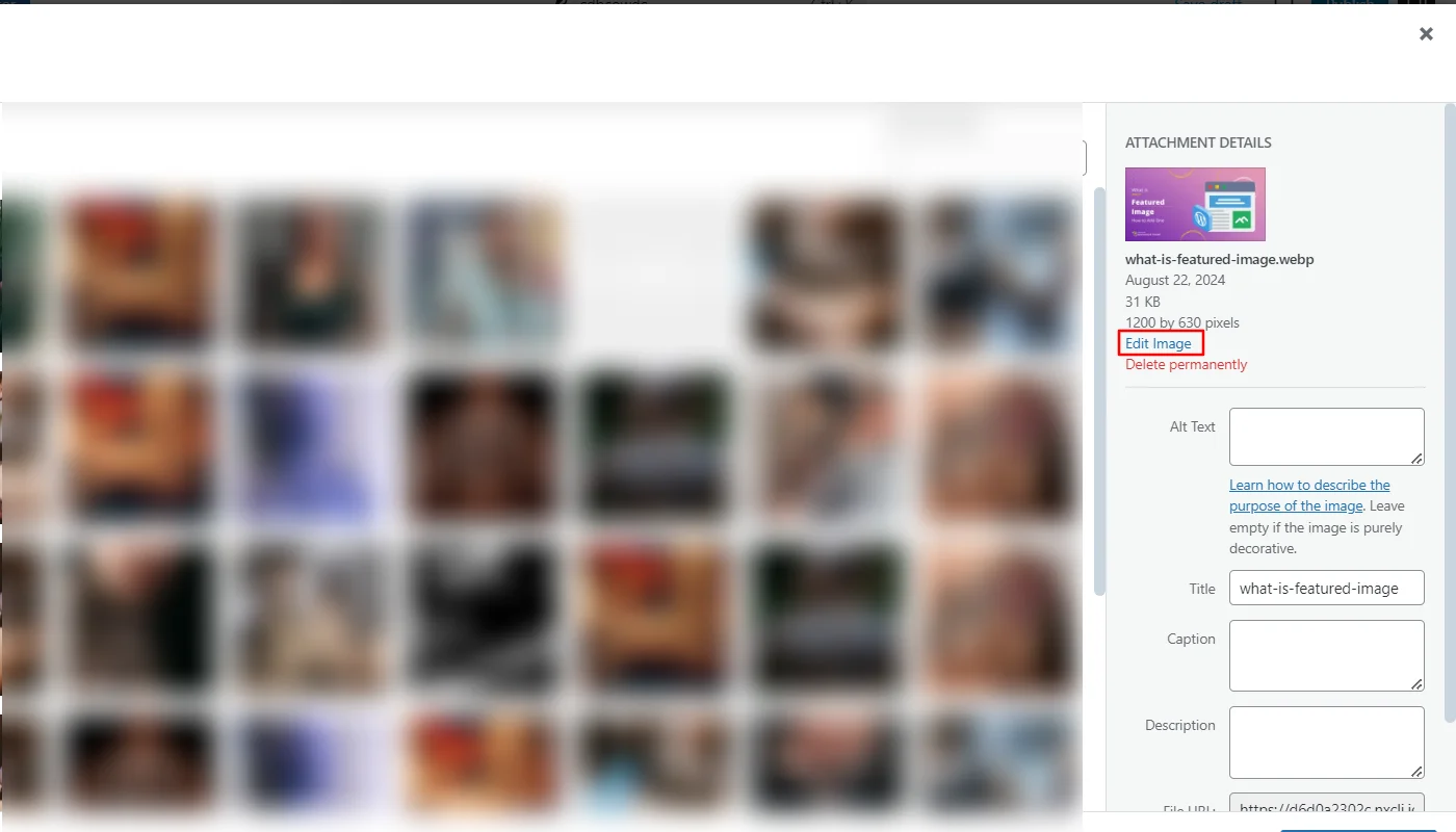 Clicking edit image