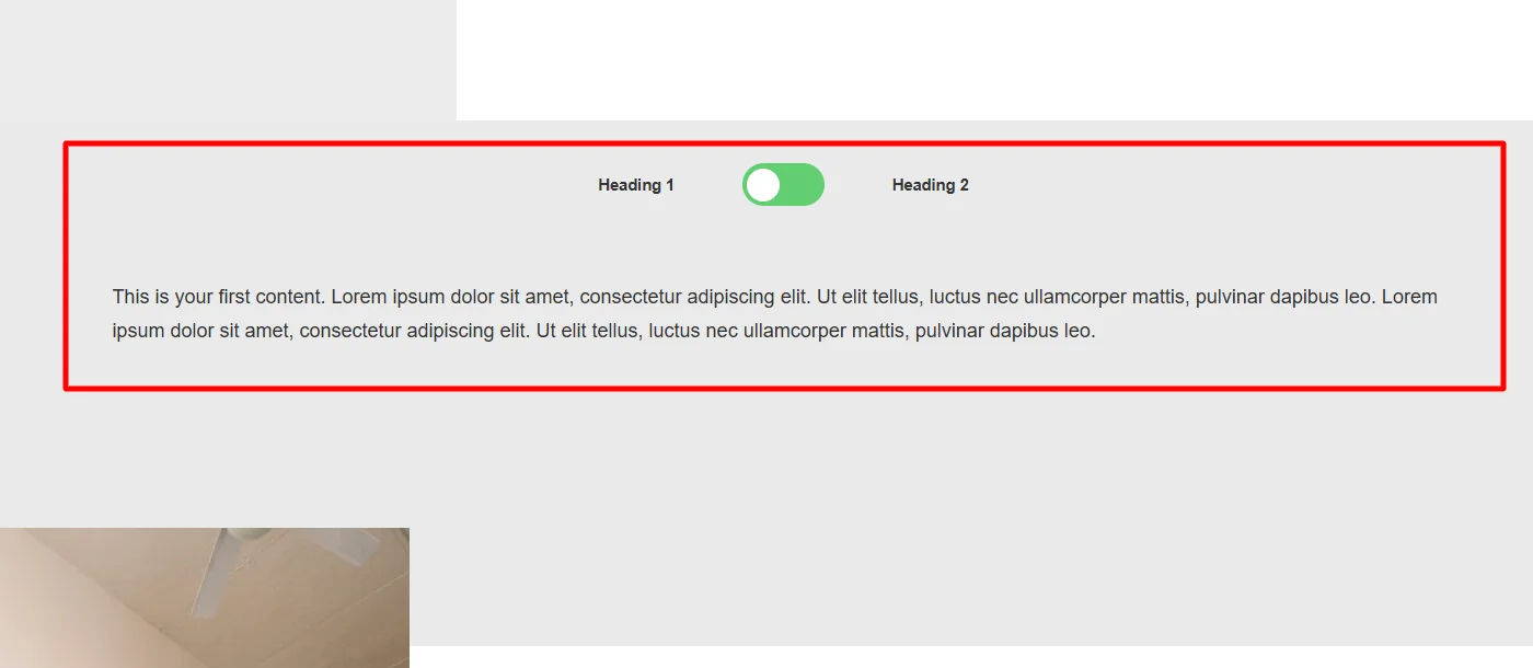 Dragged and dropped content switcher