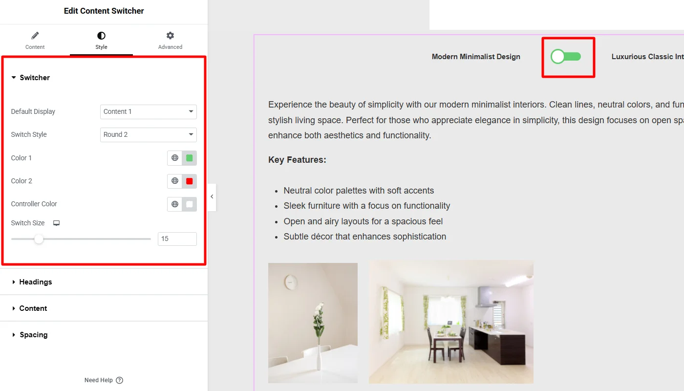 Styling switcher