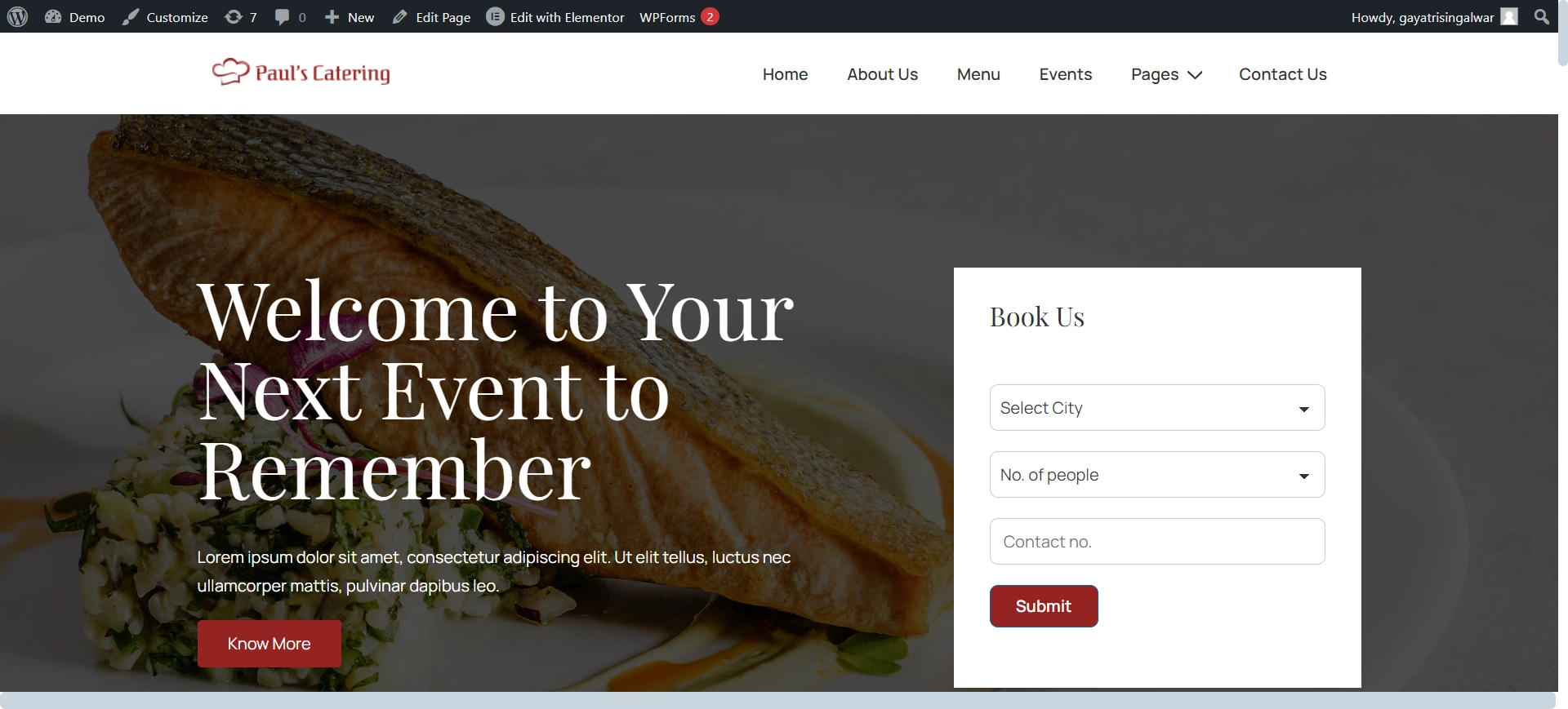 restuarant hoempage