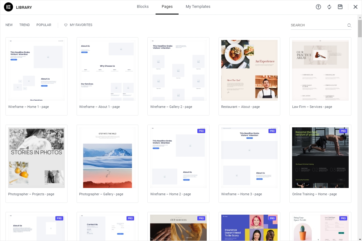Elementor Template Library
