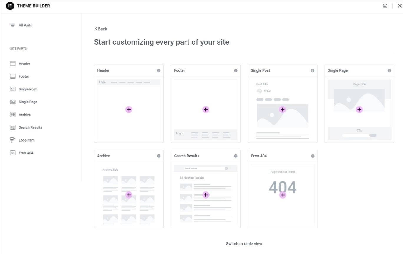 Elementor-theme-builder-widgets